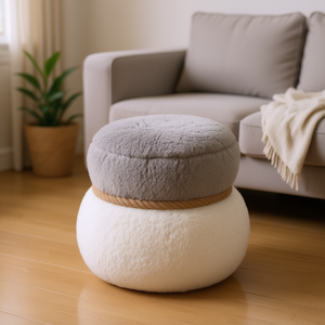 Sgabello a Forma di Pupazzo di Neve Bianco, Cuscino in Peluche, Design Moderno, Arredamento per Casa, Pouf per Soggiorno, Decorazione Giocosa e Carina per Ogni Spazio - Product Image 2