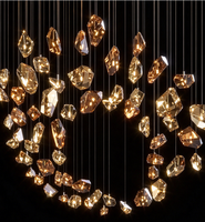 Lustre LED moderne à perles de cristal ondulées, directement de l'usine, pour hall d'hôtel, villa, atrium, salon