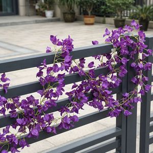 Precio al por mayor: Guirnalda de buganvillas naturales hechas a mano de seda de 175 cm, blanca y morada, para decoración de pared floral en bodas. - Product Image 3