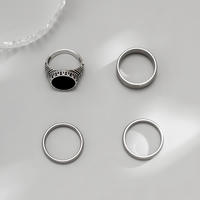 Gaovo 3-teiliges Herren-Ringset aus Edelstahl mit Verschiedenen Stilen und Schwarzem Onyx-Stein Vintage Stapelbare Ringe für Männer Täglicher Partyschmuck