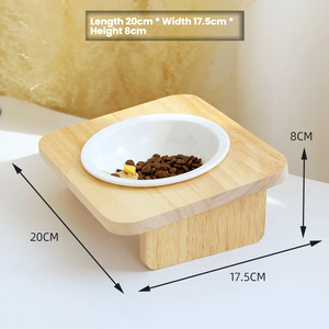 Comedero de Cerámica para Mascotas, Comedero Elevado para Gatos, Comederos para Mascotas con Soporte de Madera de Roble, Comedero de Cerámica para Mascotas, 5 Comederos Inclinados para Agua, Aptos para Microondas - Product Image 6