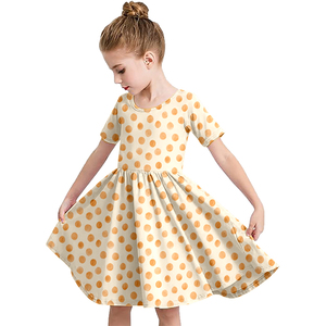 Milk Silk Printed Girls Twirl Dress Short Sleeve Round Neck Kids <b>Swing</b> <b>Skirt</b> Fall Children Casual Princess Dress - Product Image 1