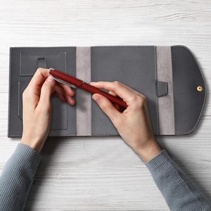 Vente en gros de couvertures de carnet en cuir PU A5 personnalisées avec logo, avec poche pour téléphone et porte-cartes, pour cadeaux promotionnels d'entreprise - Product Image 5