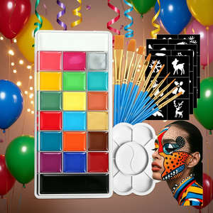 Kit de maquillage pour peinture sur visage avec 20 couleurs, peinture professionnelle pour le visage pour fêtes, événements et festivals - Product Image 3