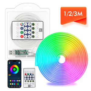 Bán buôn RGB <span class=keywords><strong>LED</strong></span> Light Kit RF từ xa đồng bộ âm nhạc 1M/2M/3m ws2811 IC loại ROHS chứng nhận IP65 USB DC5V Neon dây đèn cho trang trí nội thất - Product Image 2