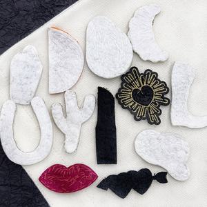 特注手作りクロワッサンオレンジリップスティックリップパッチ縫い付けビーズパッチアップリケ衣服用3D PVCフェルト帽子用 - Product Image 4