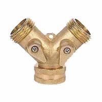 Adaptateur de tuyau d'arrosage extérieur en laiton robuste, répartiteur d'eau de jardin en Y à 2 voies avec raccords rapides, conception métallique durable