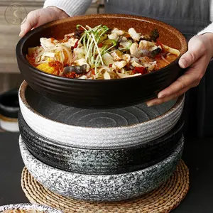 Beliebte Porzellan Geschirr Restaurant Hotel große Obsts alat Keramik 12 "schwarze Keramik Rühr schüssel