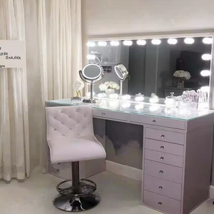 Cổ phiếu trong U. S sang trọng bằng gỗ phòng ngủ Bộ Sơn bóng cao 7 ngăn kéo bàn trang điểm 2022 gỗ sang trọng trang điểm Vanity bảng thiết lập - Product Image 4