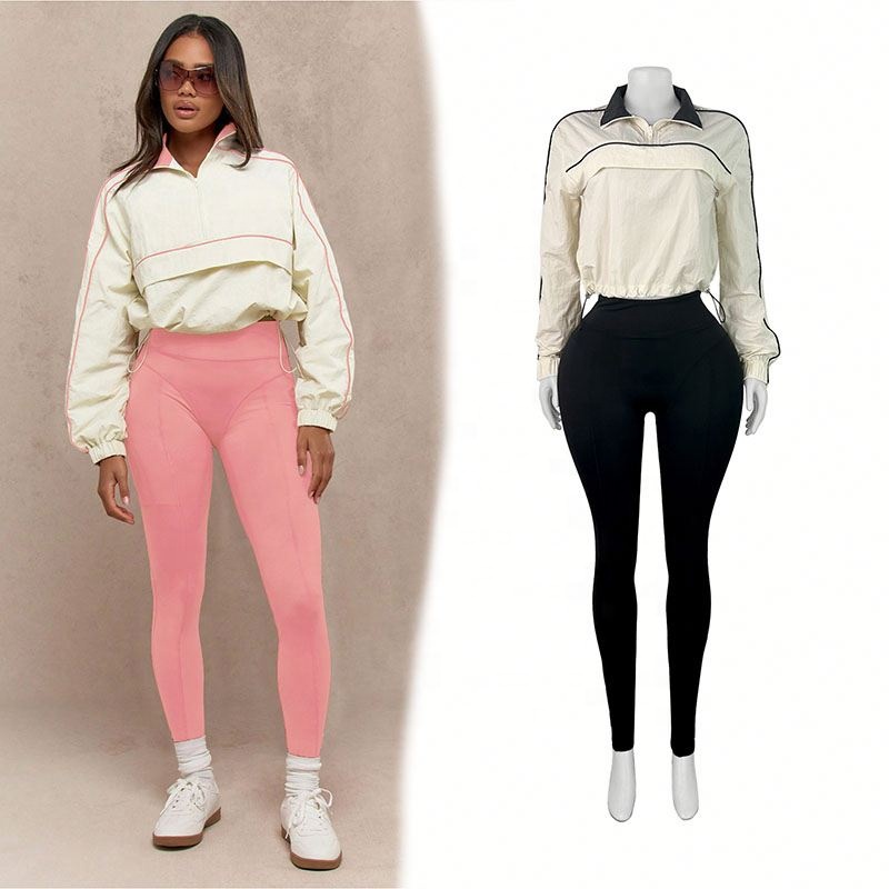 Женский спортивный Спортивный S-XL для спортзала, спортивный костюм, женские леггинсы с кулиской, укороченный топ, узкие брюки, спортивный костюм из двух частей для женщин
