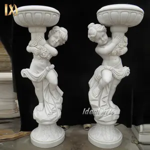 Ideal Arts outdoor garden decor white stone marble figure statue vasi da fiori scultura vaso da fiori ornamentale in vendita