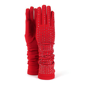 Guantes de Mujer Hechos en Italia, Guantes de Moda, Guantes de Tela con Pedrería. Brillante y para ocasiones elegantes. Material elástico - Product Image 1