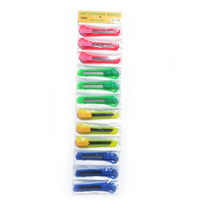 Transparent Retractable Paper Cutter Knife <b>Kids</b> Stationery 12pcs Pack Utility Knife <b>Set</b> for Office - Product Image 5