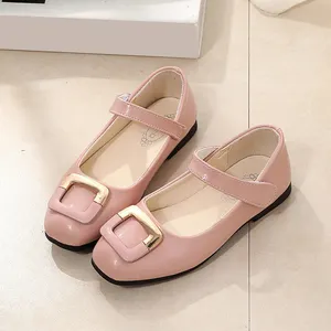 Cute Version Of Girls' Leather Shoes Spring New Single Shoes Children'S Square Buckle Princess Dress Shoes Learning Performance