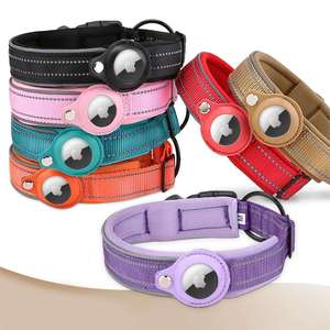KingHon Air <b>Tag</b> Protector <b>Dog</b> Collar Adjustable Heavy Duty Breathable Nylon Pet Collars Reflective Gps Collar With Airtag Case - Product Image 1