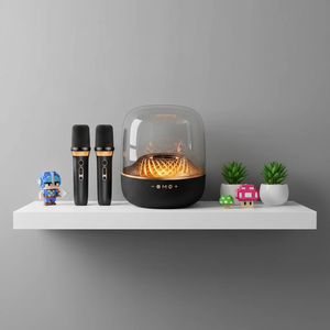 ชุดไมโครโฟนลำโพงสำหรับ<span class=keywords><strong>คาราโอเกะ</strong></span>ที่บ้านและทีวี พร้อมไฟ RGB 6.0 ตู้พลาสติกไร้สาย และแบตเตอรี่ใช้งานได้นานถึง 20 ชั่วโมง - Product Image 2