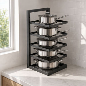 Étagère à casseroles à 5 niveaux en acier au carbone robuste, organisateur de rangement sous l'évier pour casseroles, poêles et sauteuses - Product Image 5