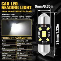41mm Auto LED Lumières C5W 2016 10SMD CANBUS Ampoule Lecture Dôme Lampe Blanc 12V Plaque D'immatriculation Lumière De Voiture Feston Led Lumière