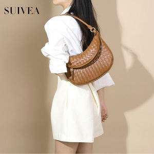 กระเป๋าถือสตรีแบบทอ ดีไซน์เรียบง่าย สีพื้น กระเป๋าถือผู้หญิงขายส่ง กระเป๋าถักเนื้อผ้า กระเป๋าถือแฟชั่นลำลองสะพายข้าง - Product Image 2