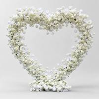 Arche de fleurs en forme de cœur de rose blanche, fleurs artificielles en soie, toile de fond pour mariage, fiançailles, proposition de mariage, événement, fête, décoration de scène