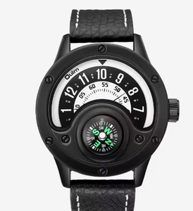 Reloj Inteligente de Cuarzo para Hombre Oulm 3880 Negro, Marca de Primera Calidad, Precio al por Mayor, Correa de Cuero, Brújula, Reloj de Pulsera Casual y Moderno - Product Image 1