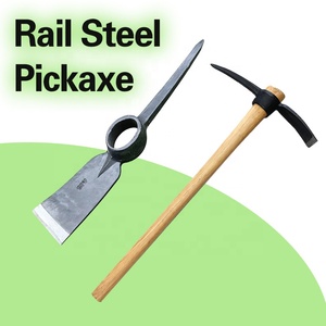 High Quality Outdoor Farming Tool P406 Rail Steel Pickaxe Wooden Handle Digging Tree Roots - Product Image 1