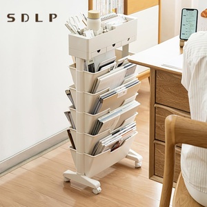 Chariot roulant à <span class=keywords><strong>5</strong></span> niveaux, étagère à livres mobile multifonctionnelle, chariot de rangement pour salles d'étude et bureaux - Product Image 2