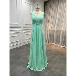 Wholesale Sage Green Pleated Sleeveless Bridesmaid Dresses Elegant Custom Teal Infinity Chiffon Wedding Dresses for Bridesmaid