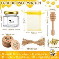 Grande Promotion Pot à Miel Hexagonal en Verre Transparent de 1,5 oz avec Dipper et Couvercle Doré pour Épices Fête Cadeau Confiture Gelée Miel