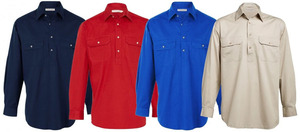 Custom logo <strong>Half</strong> <strong>Button</strong> Front Heavy Cotton High Quality bar Tacks on Pockets Work <strong>Shirt</strong> Casual <strong>Shirts</strong> for Men - Product Image 2