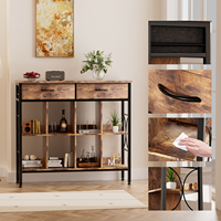 Table console de couloir moderne et robuste en métal et bois avec étagère de rangement, montage facile, meubles de salon