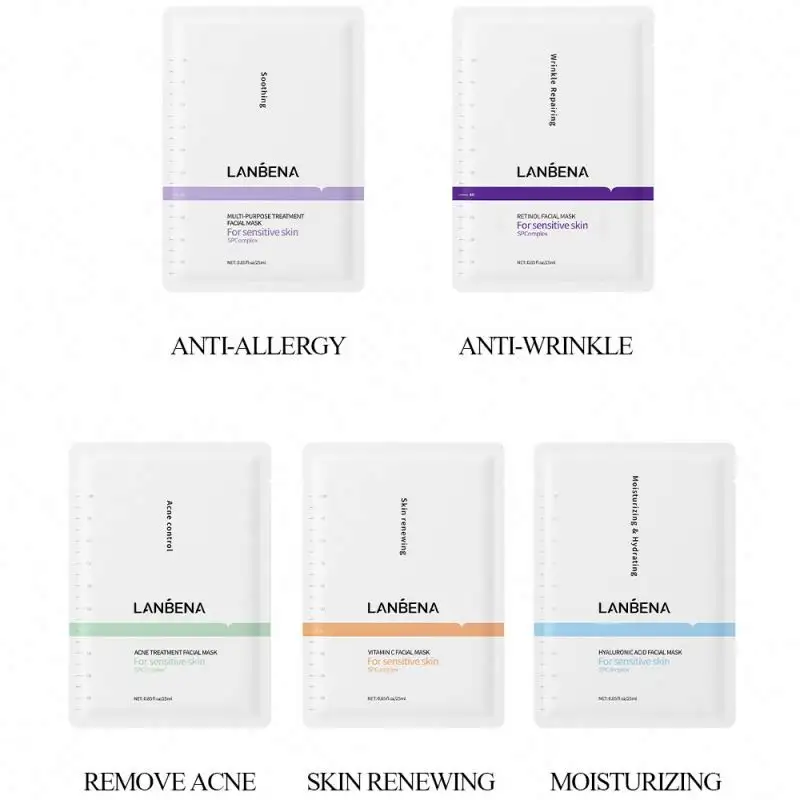 LANBENA masker wajah, kosmetik biocellulose hidrogel lembar retinol kelembaban super sekali pakai kontur hydra