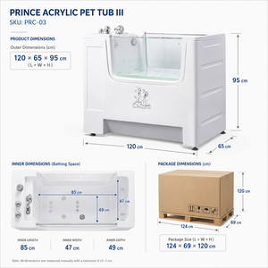 Exportation mondiale : Baignoire pour chien électrique de luxe en acrylique avec porte d'accès, robinet/pulvérisateur anti-colmatage avec filtre à poils pour salle de bain - Product Image 2