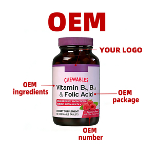 Tabletas Masticables de Vitamina B6, <span class=keywords><strong>B12</strong></span> y Folato, Apoyan la Energía Celular y la Salud del Sistema Nervioso, con Ingredientes Naturales de Frambuesa, 60 Tabletas - Product Image 2