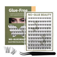 Faux cils en grappe auto-adhésifs sans colle, grande capacité, mixtes, effet manga, cils vaporeux et volumineux, en gros pour femmes