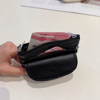 Dompet Koin Kulit Mini, Kantong Koin Kulit, Dompet Koin Kulit dengan Gantungan Kunci dan Resleting, Tas Penyimpanan Serbaguna