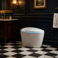 Toilette intelligente avec télécommande et chasse d'eau à commande au pied, bidet électrique, siège chauffant, couvercle automatique et sécheur d'air