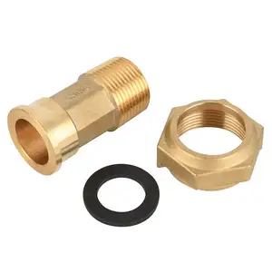 BWVA ECO 1/2"*3/4 Free Lead Brass Water Meter Connectors Brass Tube Coupling Plumbing Pipe Fitting with Nuts for Potable Water