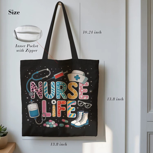 Manufacturer Wholesale School Aesthetic Travel Beach Summer <b>Canvas</b> <b>Tote</b> Bags Shopping Bag Shoulder Bag - Product Image 3
