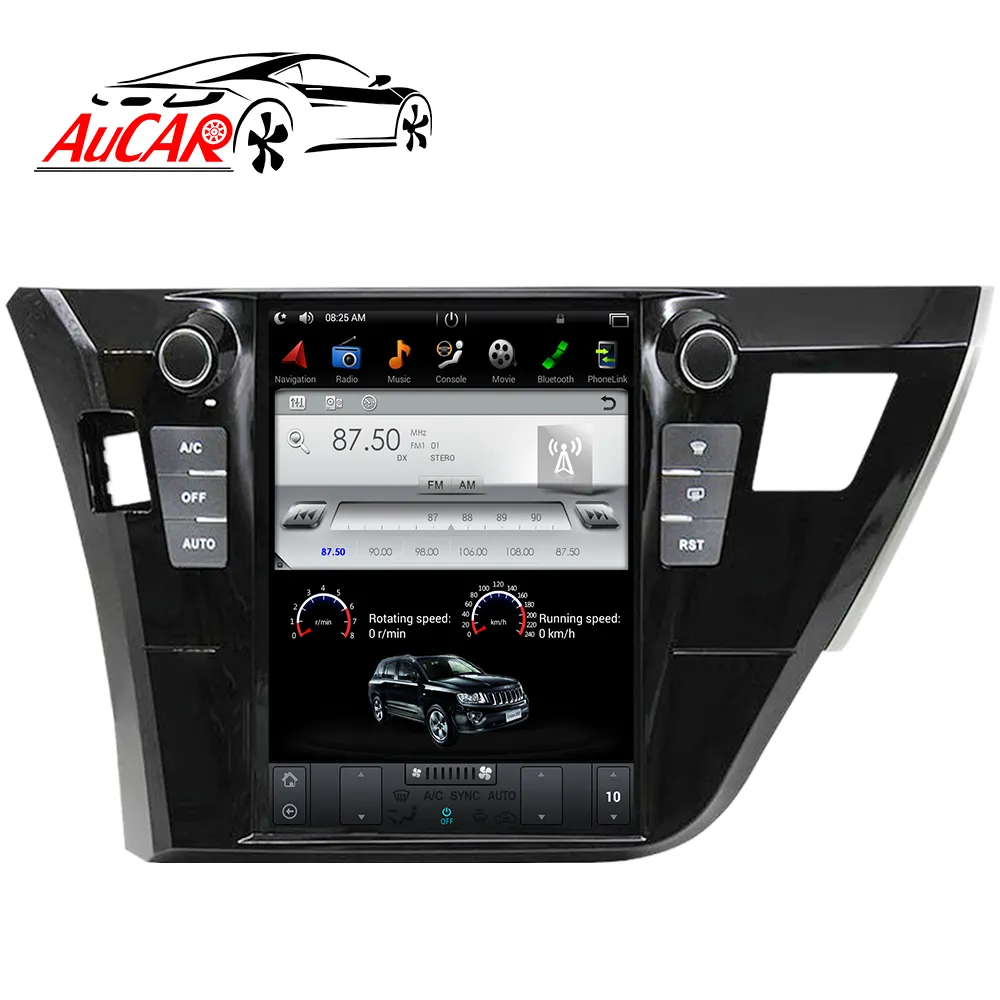 AuCAR 10.4 "dikey Android 9.0 araba radyo Video DVD oyuncu dokunmatik ekranı araba Stereo GPS navigasyon Toyota Corolla 2014-2017
