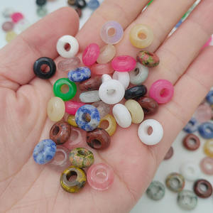 Perles de pierre naturelle rondes polies à gros trous pour abacus plat, cristaux de guérison, protection énergétique, charmes de chakra, fabrication de bijoux, vente en gros - Product Image 3