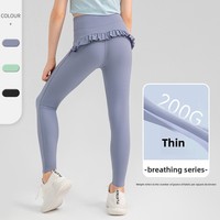 Leggings para Niñas, Cintura Elástica, Transpirables, Resistentes a las Arrugas, Largura hasta el Tobillo, con Ribete de Encaje, Cintura Alta, Secado Rápido, Control de Abdomen, para Yoga