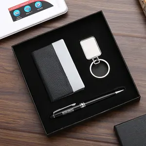 Premium Classic Business Ideas Corporate Gift Sets Custom Pen with Leather Card Holder
