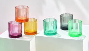 BRANDANI Verres à vin et gobelets modernes en verre côtelé portables, accessoires de bar à domicile, fabriqués en Italie - Product Image 2