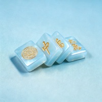 Jeu de Mahjong américain personnalisé exquis en nacre violette, tuiles de Mahjong peintes à la main en encre dorée