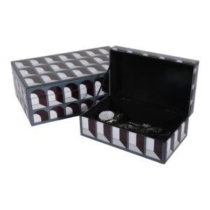 Rectangular Decorative Storage <b>Box</b> Glass Wood <b>Keepsake</b> <b>Box</b> With Lid Home Organizer Decorative <b>Box</b> Set - Product Image 3