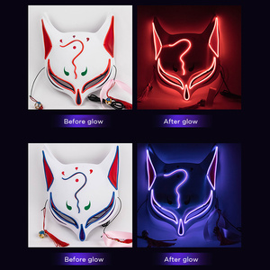 หน้ากากจิ้งจอก LED เรืองแสง PVC ครึ่งหน้า หน้ากากแมว สำหรับงานเรฟ คอสตูม อนิเมะ งานแฟนซี งานเทศกาล ปาร์ตี้ คอสเพลย์ อุปกรณ์ประกอบฉากสำหรับฮาโลวีน - Product Image 3