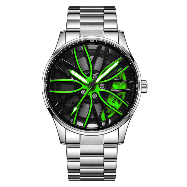 LIGE LG89177 New Unique Creative Rotating Dial Quartz Men Watch Car Wheel Spin Rotate 3D Hollow Steel Wristwatch Band OEM ODM