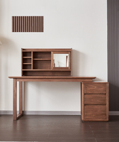 Organisateur de maquillage pour coiffeuse avec miroir rabattable, meuble de rangement moderne en bois massif pour la maison, la lecture, le bureau et la chambre