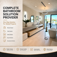 Ensemble de salle de bain complet sur mesure OEM/ODM disponible, avec meuble-lavabo de luxe en bois massif, baignoire, lavabo en céramique et toilette intelligente